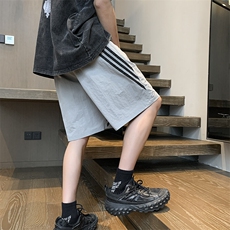 春夏新款速干皱感织带拼接短裤宽松M~4XLXZ604-DK211-特P25控48，男装牛仔裤，星座604