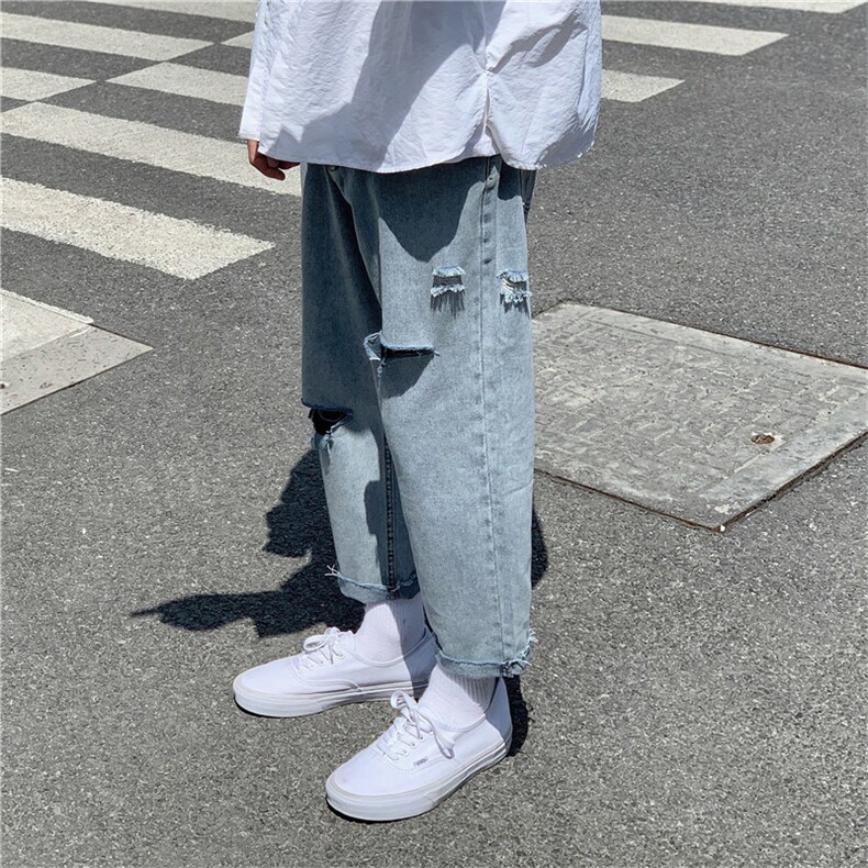 主推2021夏季毛边宽松破洞九分牛仔裤男港风潮nk183-k167-p28,男装牛仔裤,星座410-6（原星座1304-1）