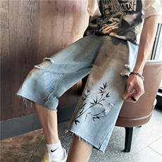 D2058-p45-控68现货风宽松cleanfit牛仔裤七分裤黑暗，男装牛仔裤，星座116
