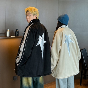 双面穿】麂皮羊羔绒情侣款棉衣棉服面包服立领棉袄外套 1618G-P90图片