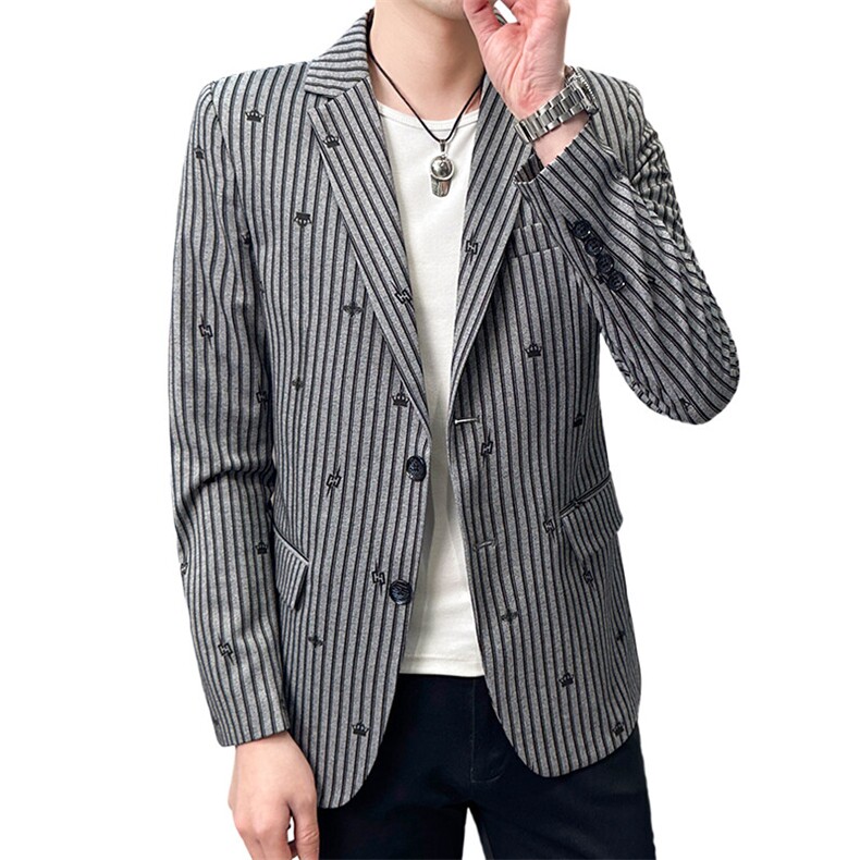春秋帅气休闲韩版修身提花男士小西服两扣西服XZ613B-5312-P70,男装西服,星座613B