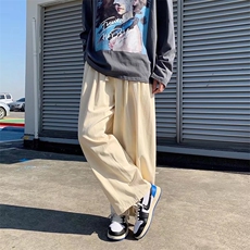 复古日系工装裤男女夏季港风纯色百搭宽松休闲阔腿老爹裤GH86-P42，男装休闲裤，星座1008