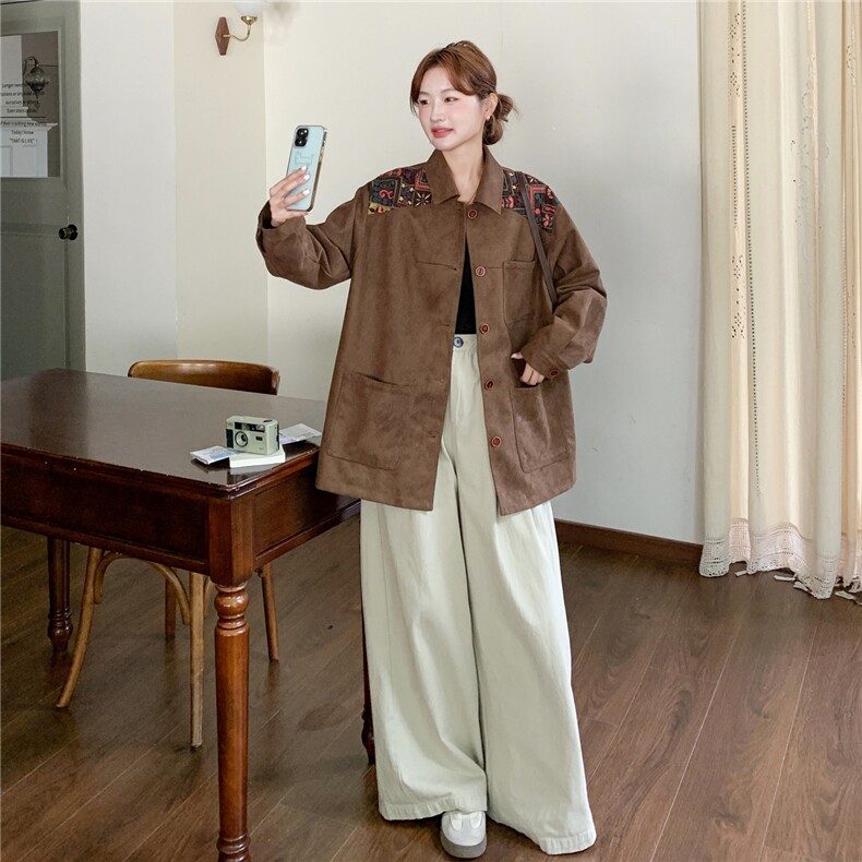 美拉德咖色羊皮绒风衣女2025秋季新款韩版小个子气质宽松休闲外套,女装风衣,2C135