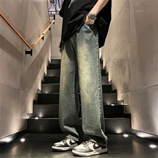 美式潮流高街复古宽松水洗牛仔裤KN01P50，男装牛仔裤，电商D325