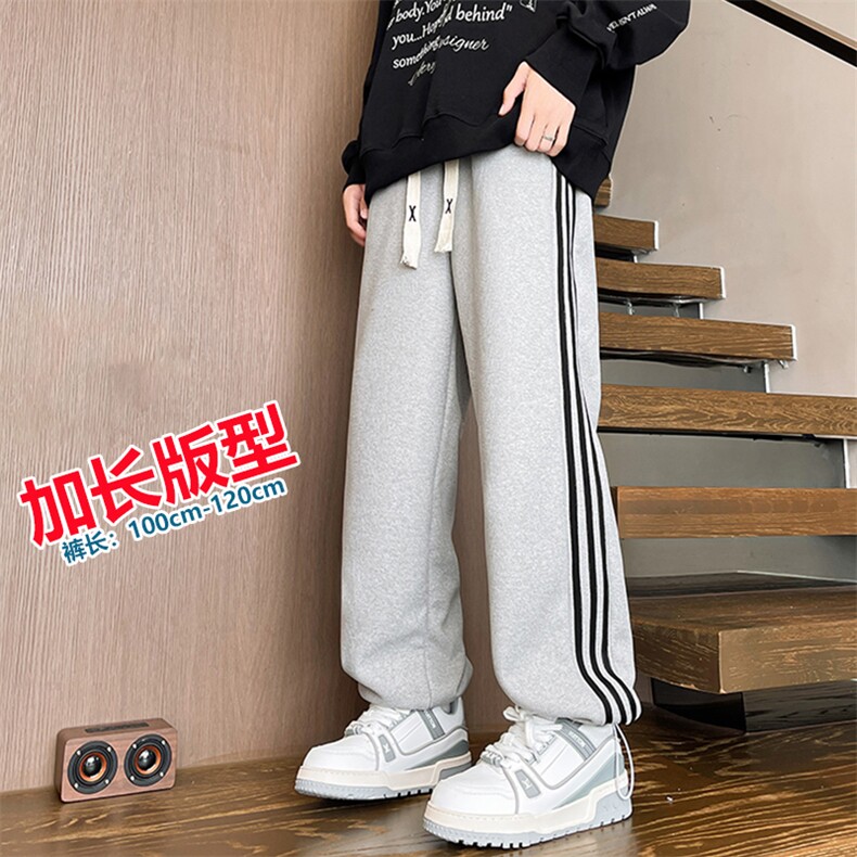 加长版裤子男款高个子188休闲条纹卫裤115cm运动裤KZ017P48加绒58图片