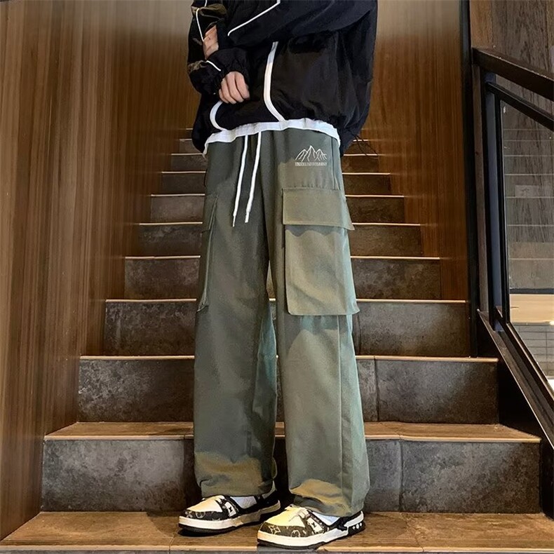 秋冬季休闲工装裤男潮牌ins直筒长裤宽松阔腿机能裤子K4641-P35,男装工装外套,星座412