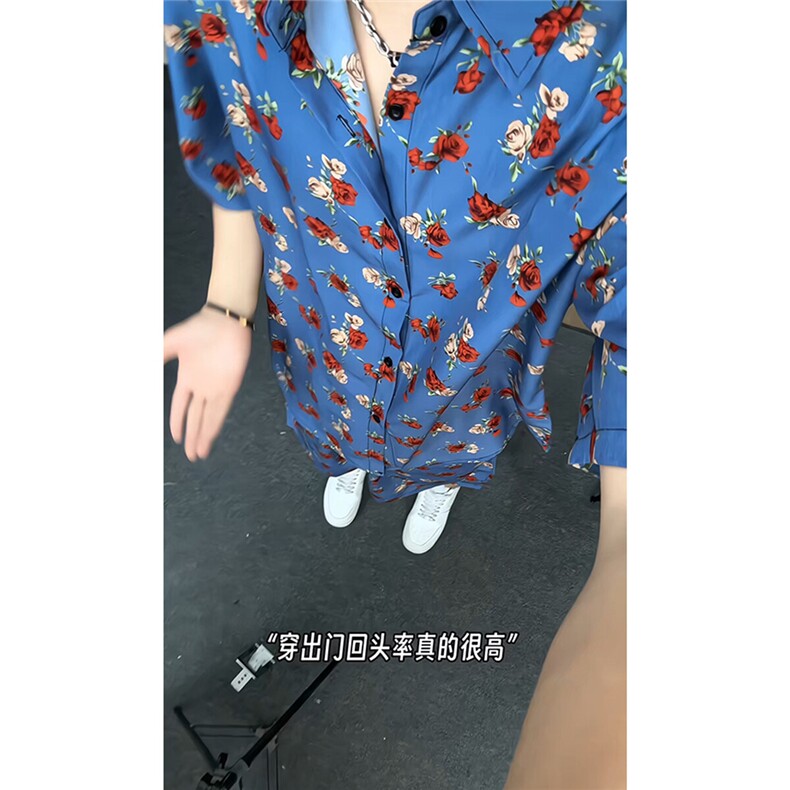 短袖衬衫男+短裤男套装男100%聚酯纤维M-5XL大码TZ78702P50控98,男装休闲套装,星座226-1