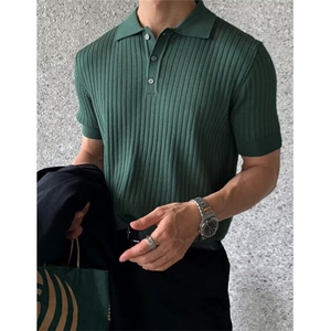 翻领polo衫短袖男宽松休闲夏季薄款纯色针织衫t恤打底衫 T2217图片
