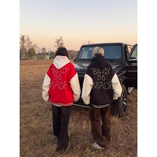 【有货】DJK656-P75珍珠钉珠设计红色棒球服男女春秋季潮牌外套，男装夹克，星座603-2