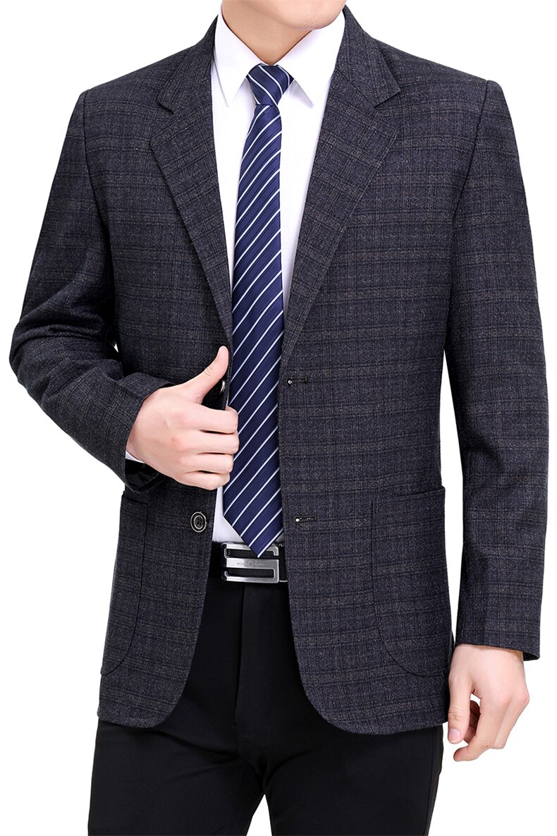 春秋季中年男士休闲小西服外套中老年男装爸爸夹克商务秋装上衣服,男装西服,电商B212（原钱塘6029）