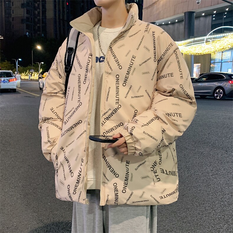 粉色立领棉服女款冬季加厚保暖棉袄韩版潮流情侣百搭棉衣外套ZM04,男装棉衣,星座310B-1