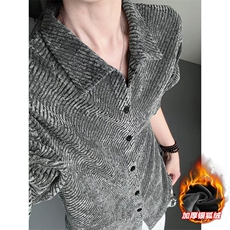 新款480g重磅雪尼尔纹理感银狐绒夹克外套男J5265J加绒-特P45控88，男装夹克，电商A001-1