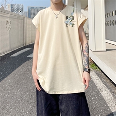 图案已注册夏季新款港风时尚宽松背心男潮牌坎肩无袖T恤B069/P25，男装T恤，电商B209