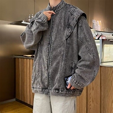 美式高街牛仔外套男士韩版潮流痞子帅气2025春季ins夹克W6302-P72，男装夹克，星座412-3