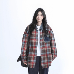 1506A/GJ020/P44高级感美式复古外穿格子衬衫图片