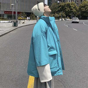 2023冬装男士纯色棉衣假两件袖子拼接棉服外套潮A071-Y271-P120,男装棉衣,电商A071