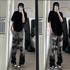 美式ins高街小众hiphop夏季破洞牛仔裤货号K729P60，男装牛仔裤，电商A063