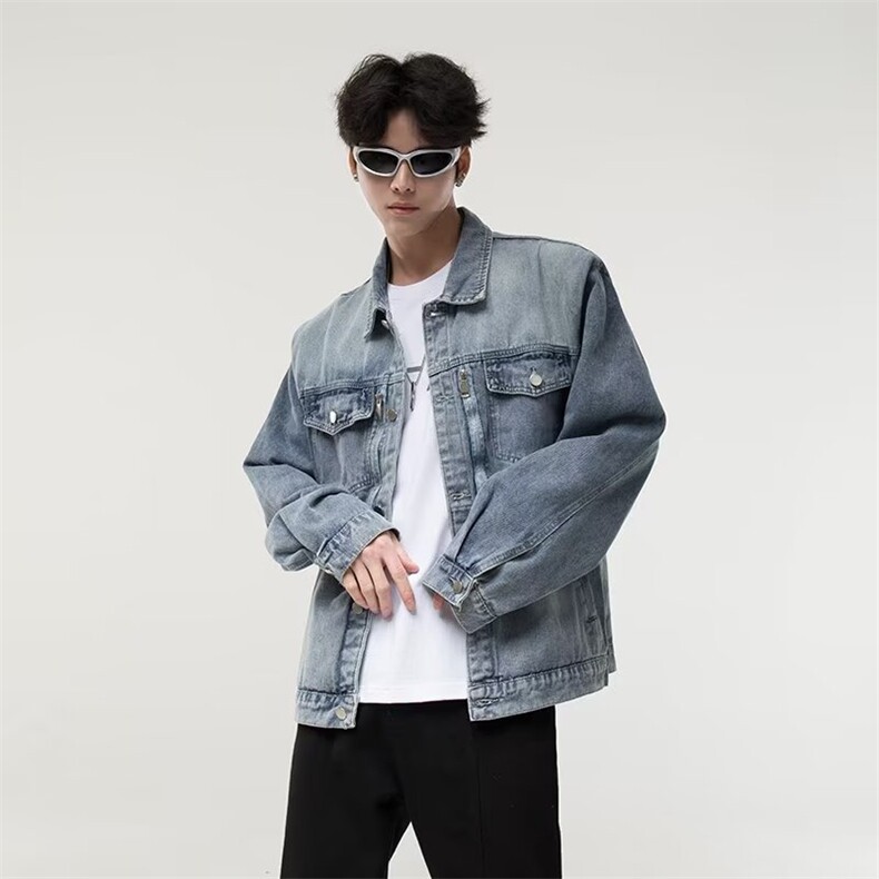 美式水洗牛仔夹克男春秋ins潮牌复古设计感小众情侣款高级感外套,男装夹克,星座410-7