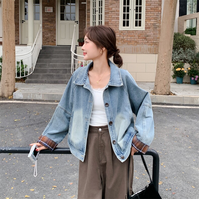ins韩版可盐可甜减龄牛仔夹克上衣女春新款小个子休闲显瘦短外套,女装短外套,豆豆家
