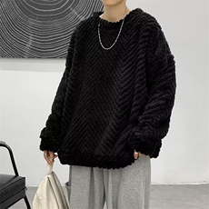 秋新港风条纹提花满印休闲圆领卫衣男高级感宽松YM67-P45，男装卫衣，星座1109-3