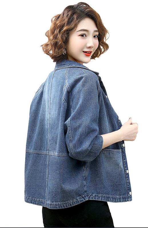 牛仔外套女短款春秋季妈妈装新款休闲小个子大码宽松衬衣夹克上衣,女装短外套,丽影随形