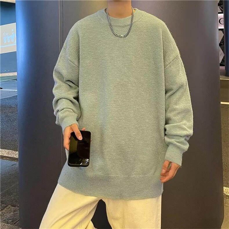 秋季纯色圆领毛衣男士宽松休闲打底衫韩版潮流ins潮牌针织衫,男装Polo衫,星座1210-1