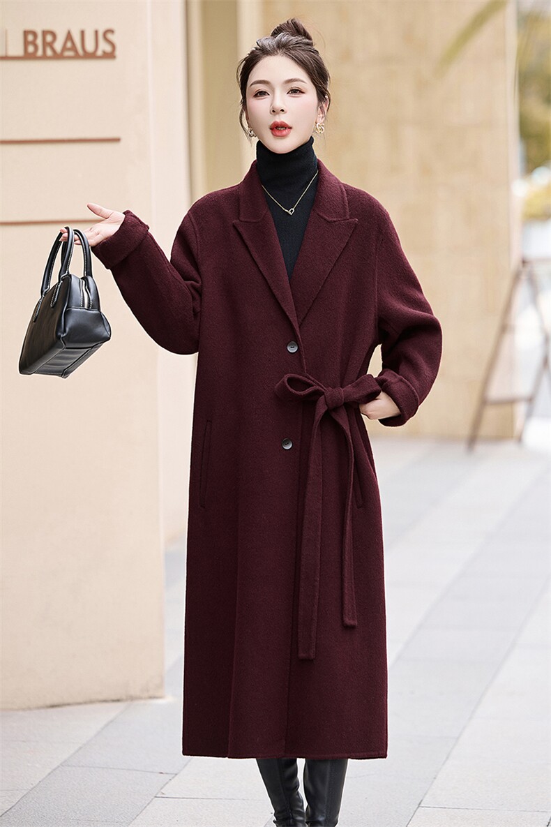 现货2024秋冬新款加大加肥宽松中长款双面呢羊毛大衣外套女,女装双面呢大衣,琦鑫阁（原依鑫阁）