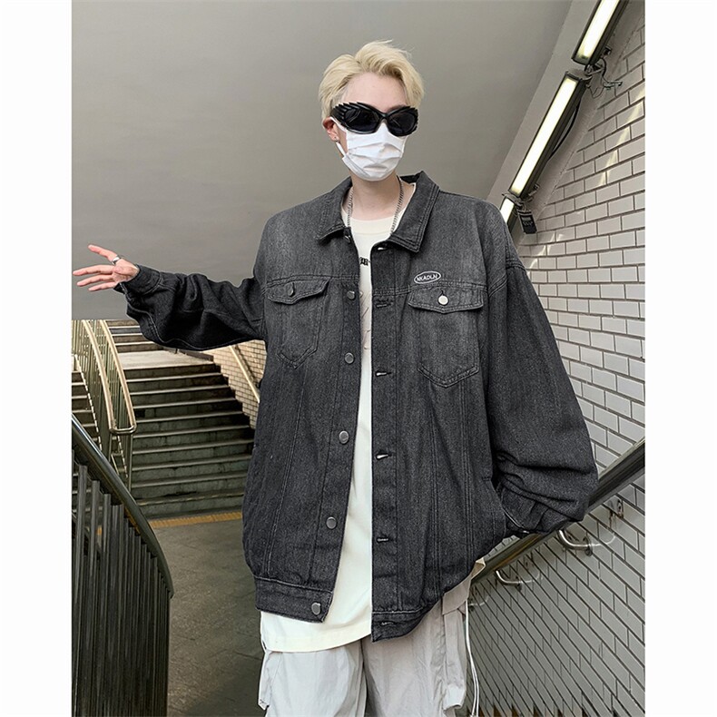 春秋新款潮牌夹克男复古街头宽松情侣百搭休闲外套图片