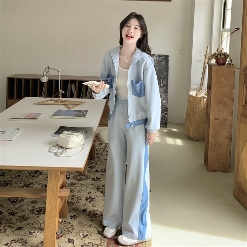 浅蓝拼接牛仔卫衣套装2C198-6512-P175K268,女装套装/套裙,2C198