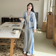 浅蓝拼接牛仔卫衣套装2C198-6512-P175K268，女装套装/套裙，2C198