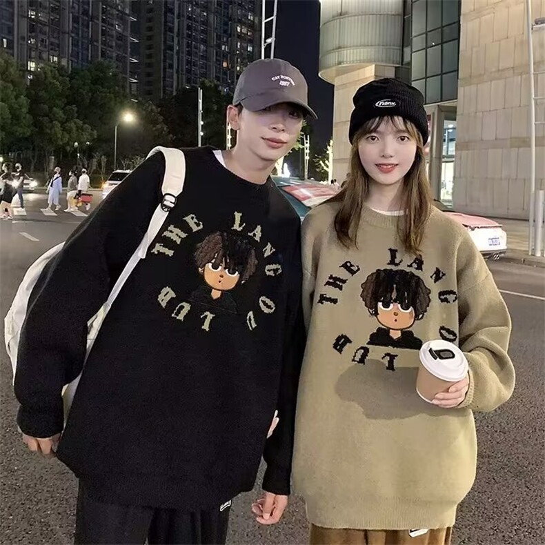 秋冬时尚情侣款百搭宽松圆领针织衫,男装针织衫/毛衣,四季星座218-1