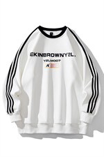 2026中性风三杠条纹圆领字母印花休闲大码M-5XL卫衣男WY77765P48，男装卫衣，星座227-7