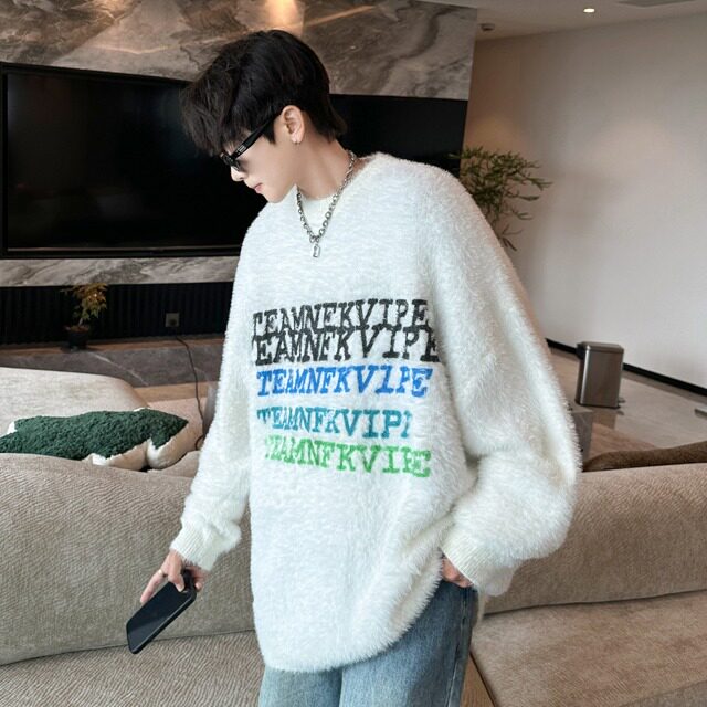 针织衫男士韩版潮流宽松百搭字母提花2024冬季ins毛衣MZ613-P57，男装针织衫/毛衣，星座412-2