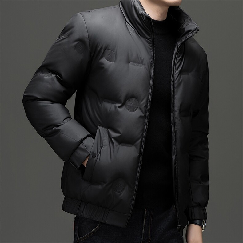 秋冬季新款羽绒服男士白鸭绒加绒潮服休闲立领潮流韩版保暖外套图片
