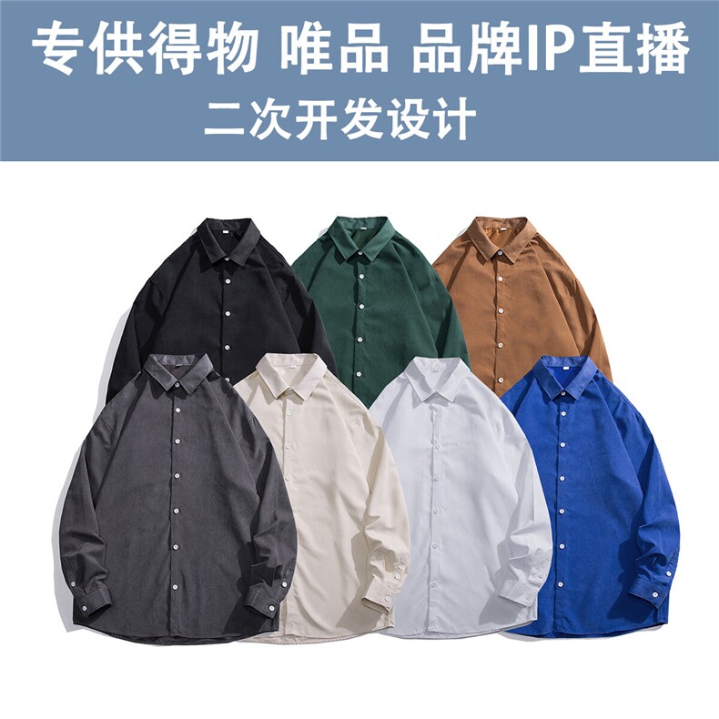光板 得物\唯品二开 春装桃皮绒纯色长袖衬衫 S20 P30图片