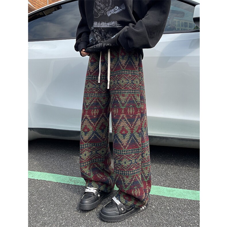 8XL-M羊羔绒裤子男冬季加绒加厚民族风重磅针织棉裤大码KZ023P78,男装棉裤,电商B312