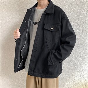加绒厚款复古港夹克工装外套宽松牛仔衣HY02TP80控108常规款TP60图片