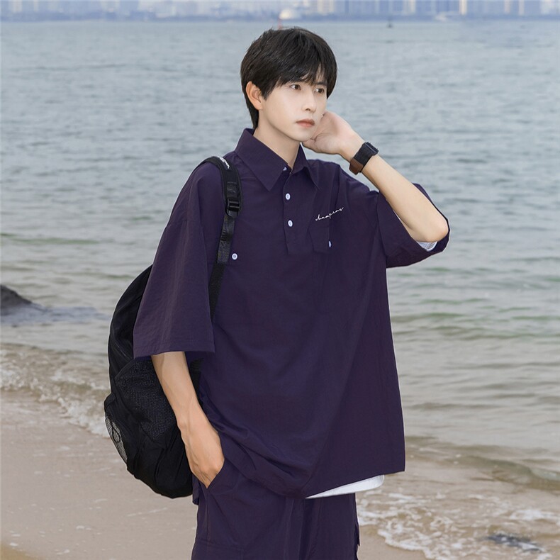 港风24夏款工装大口袋字母小印花翻领套装TPTZ1401P60控99,男装休闲套装,电商A268A