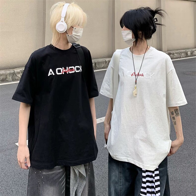 万针全刺绣工艺高品质260克双纱纯棉美式高街短袖T恤特P33,男装T恤,电商A486