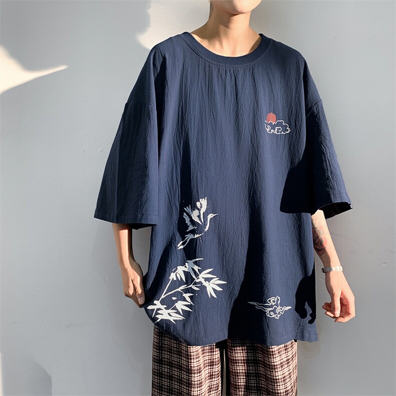 2021夏新潮牌潮流boy港风海报墙亚麻透气印花大码男t恤T1526-P30,男装T恤,电商A001