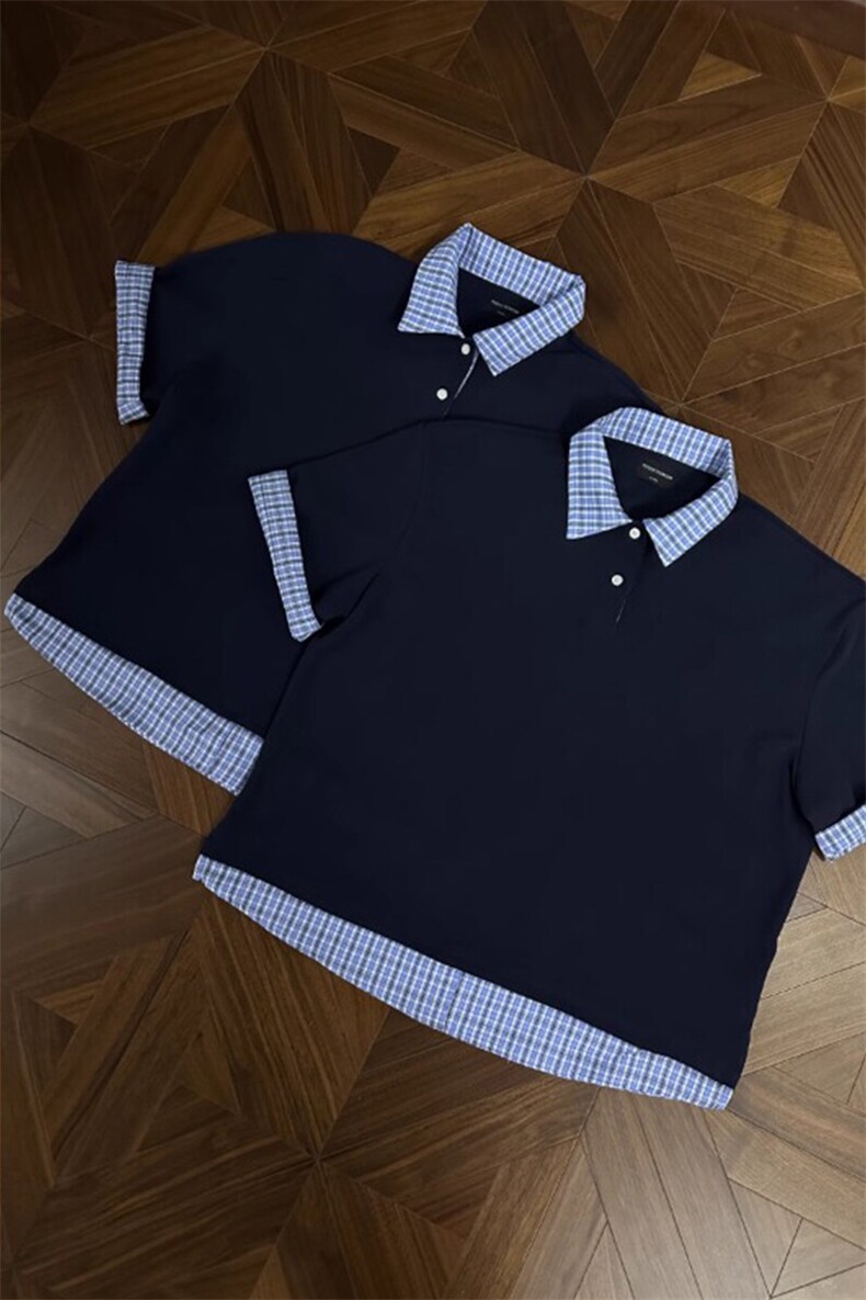 现货~自制高品质藏青色假两件短袖衬衫t恤polo衫POLO0003特P45,男装Polo衫,星座908-1