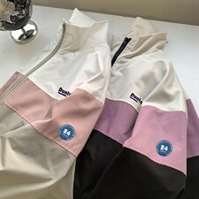 暖光平铺秋季百搭宽松拼色立领夹克情侣外套女JK6841P65控78，男装夹克，电商A268