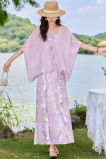 温柔风松弛感宽松罩衫吊带两件套，女装连衣裙，鑫鑫美