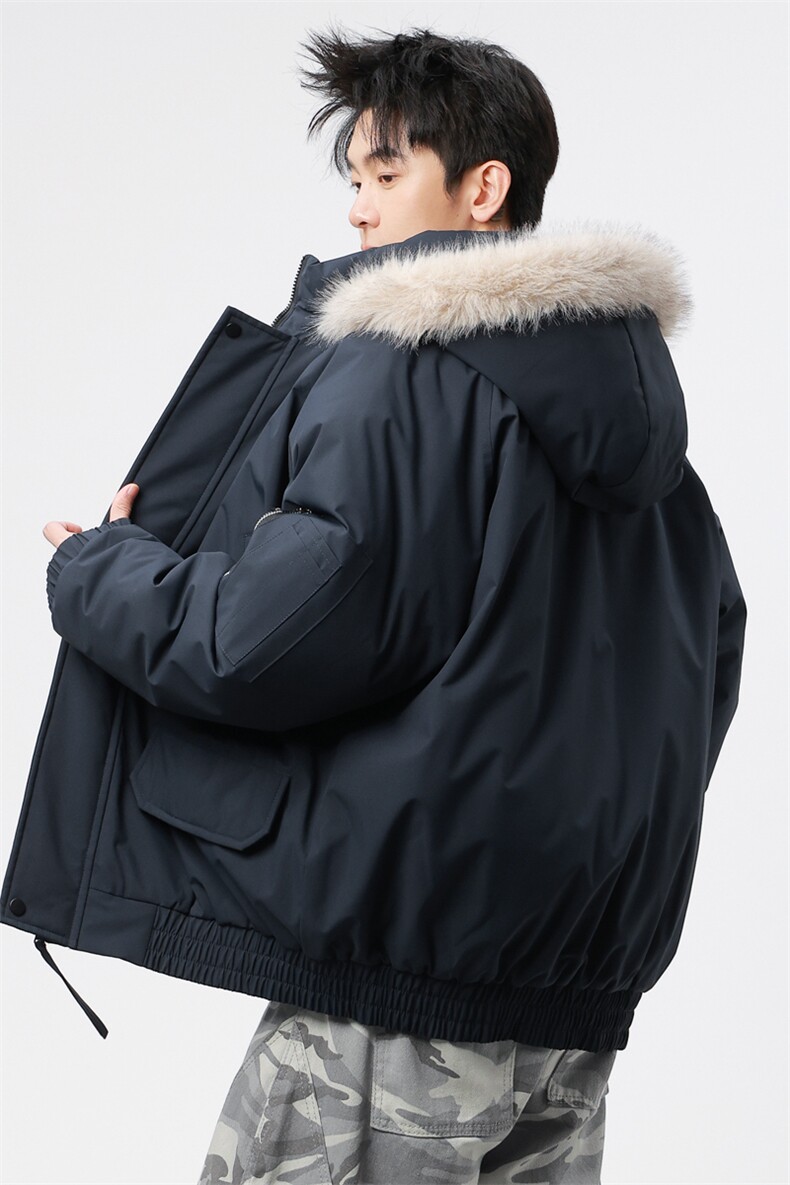 自家图有视频复古加绒毛领外套棉衣新款连帽派克棉服M2572p95,男装棉衣,电商D315
