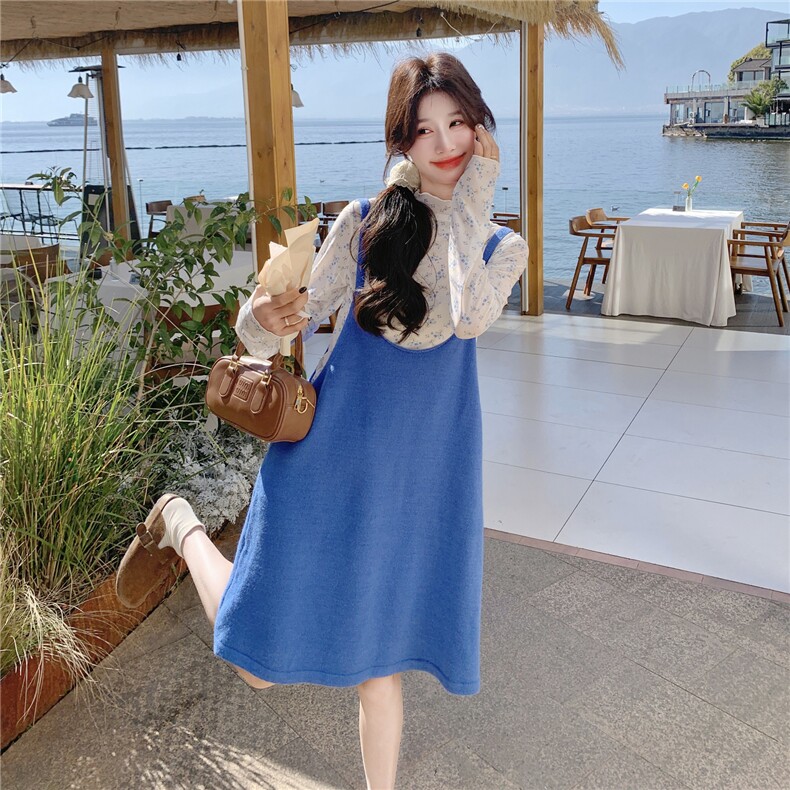 8601款小碎花蓝色两件套套装P120198,女装套装/套裙,2C262