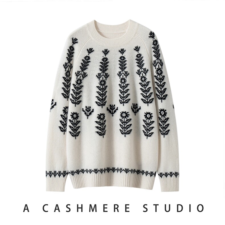 2026年秋季时尚百搭通勤简约休闲圆领中长款，女装羊绒衫，致织羊绒