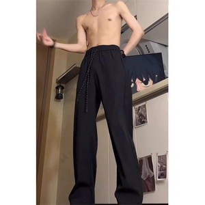 黑色冲锋西裤男春秋cleanfit高腰直筒美式弯刀休闲垂坠感高级裤子图片