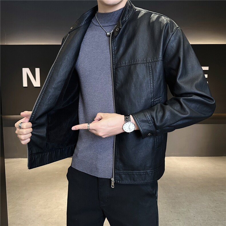 加绒加厚皮衣外套男秋冬季2025新款机车皮夹克A313-25119-P148,男装夹克,电商A313