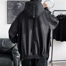 男春季新款黑色连帽卫衣W0008P60图片