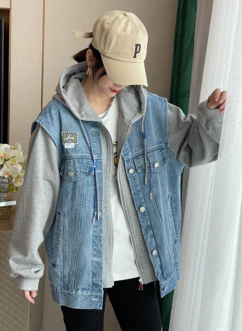 牛仔拼接外套，其它，跳跳谷